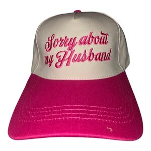 Cream and Pink 'Sorry About My Husband' Women's Baseball Cap